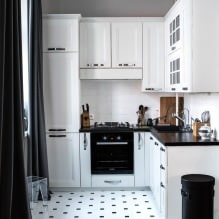 Diseño de una cocina blanca con encimera negra: 80 mejores ideas, fotos en el interior-11