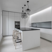 Diseño de una cocina blanca con encimera negra: 80 mejores ideas, fotos en el interior-9