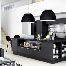 Conjunto negro en el interior de la cocina: diseño, elección de papel tapiz, 90 fotos-17