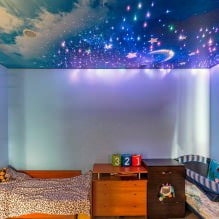 Techo tensado en una habitación infantil: 60 mejores fotos e ideas-5