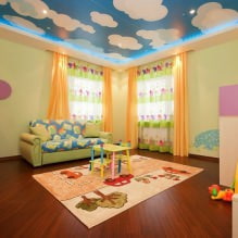 Techo tensado en una habitación infantil: 60 mejores fotos e ideas-3