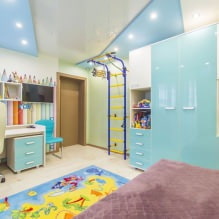 Techo tensado en una habitación infantil: 60 mejores fotos e ideas-2