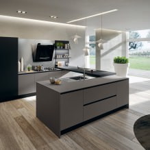 Juego de cocina gris: diseño, elección de forma, material, estilo (65 fotos) -14