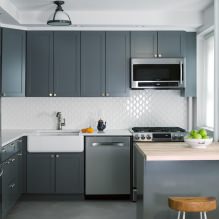 Juego de cocina gris: diseño, elección de forma, material, estilo (65 fotos) -17