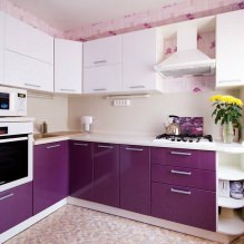 Conjunto morado en la cocina: diseño, combinaciones, elección de estilo, papel tapiz y cortinas-3