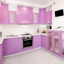 Conjunto morado en la cocina: diseño, combinaciones, elección de estilo, papel tapiz y cortinas-0