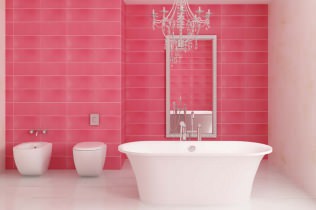 Diseño de baño en colores rosas.