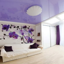 Techo morado: diseño, cortinas, foto para techos tensados ​​y falsos-7