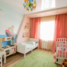 Consejos para elegir un techo en una habitación infantil: tipos, color, diseño y dibujos, formas rizadas, iluminación-3