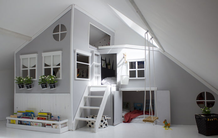 Loft bed: mga larawan, uri, kulay, disenyo, istilo, materyales, halimbawa ng isang hagdan,