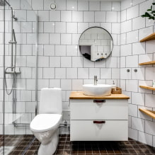 Azulejos blancos en el baño: diseño, formas, combinaciones de colores, opciones de ubicación, color de lechada-5