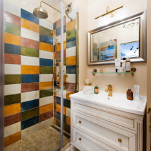 Cuarto de baño de azulejos: tipos, opciones para colocar azulejos, diseño, color, foto en el interior del baño-8