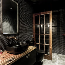 Azulejos negros en el baño: diseño, ejemplos de diseño, combinaciones, fotos en el interior-6