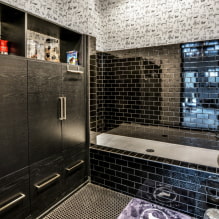 Azulejos negros en el baño: diseño, ejemplos de diseño, combinaciones, fotos en el interior-8