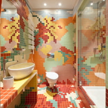 Layout ng mga tile sa banyo: mga panuntunan at pamamaraan, mga tampok sa kulay, mga ideya para sa sahig at dingding-3