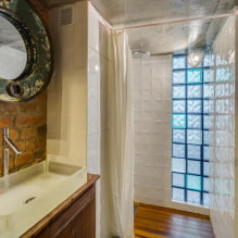 Loft-style banyo: pagpili ng mga finishes, kulay, kasangkapan sa bahay, pagtutubero at palamuti-2