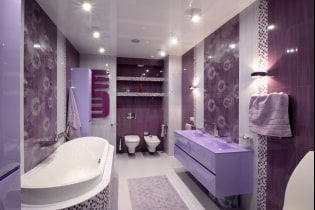 Baño morado y lila: combinaciones, decoración, mobiliario, fontanería y decoración