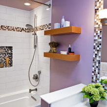 Baño morado y lila: combinaciones, decoración, mobiliario, fontanería y decoración-0