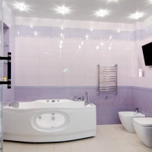 Baño morado y lila: combinaciones, decoración, mobiliario, fontanería y decoración-3