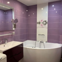 Baño morado y lila: combinaciones, decoración, mobiliario, fontanería y decoración-4