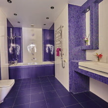 Baño morado y lila: combinaciones, decoración, mobiliario, fontanería y decoración-5