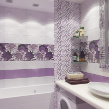 Baño morado y lila: combinaciones, decoración, mobiliario, fontanería y decoración-6