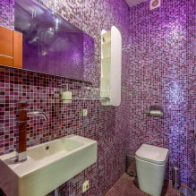 Baño morado y lila: combinaciones, decoración, mobiliario, fontanería y decoración-7