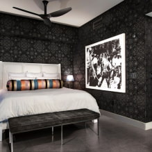 Dormitorio negro: foto en el interior, características de diseño, combinaciones-1