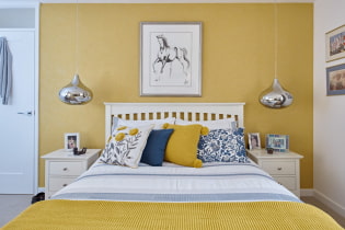 Dormitorio amarillo: características de diseño, combinaciones con otros colores.