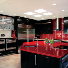 Cocina roja y negra: combinaciones, elección de estilo, muebles, papel tapiz y cortinas-1