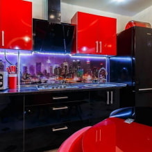 Cocina roja y negra: combinaciones, elección de estilo, muebles, papel tapiz y cortinas-2