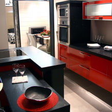 Cocina roja y negra: combinaciones, elección de estilo, muebles, papel tapiz y cortinas-5