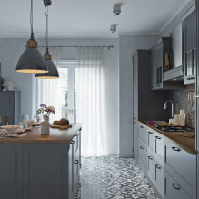 Cocina gris en el interior: ejemplos de diseño, combinaciones, elección de acabados y cortinas-3