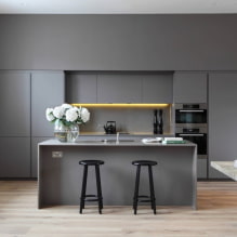 Cocina gris en el interior: ejemplos de diseño, combinaciones, elección de acabados y cortinas-5