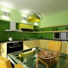 Cocina verde claro: combinaciones, elección de cortinas y acabados, una selección de fotos-2