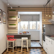 Diseño de cocina combinado con un balcón: foto en el interior, ideas para arreglo-6