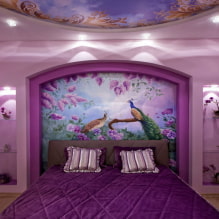 Hermoso dormitorio morado en el interior-4