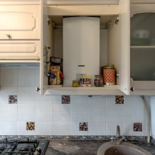 Cocina en Jruschov con calentador de agua a gas: opciones de alojamiento, 37 fotos-5