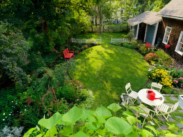 Paisajismo de una casa de verano en 6 acres.