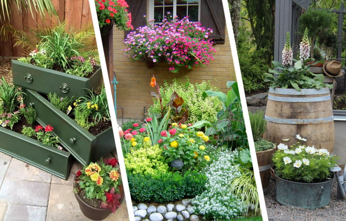 Hermosas ideas para macizos de flores en el patio de una casa privada.