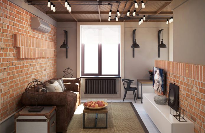 Diseño interior de un apartamento de 37 m2. m. en estilo loft