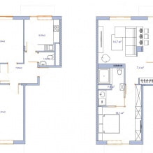 Diseño amplio y luminoso de un apartamento de 58 m2. m -1