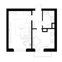 Diseño interior de un apartamento de 1 habitación de 37 m2. metros-2