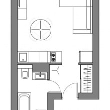 Diseño interior escandinavo de un pequeño estudio de 24 metros cuadrados. m-5