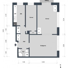 Apartamento sueco de diseño de interiores de 71 m2. m-1