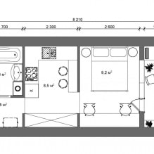 Diseño moderno de un apartamento tipo estudio de 24 m2. m-2